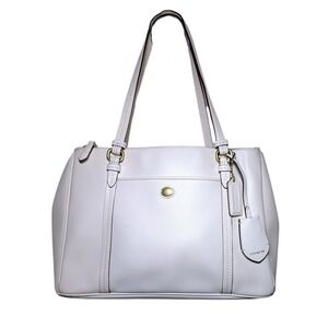 Coach Peyton Tote Ivory Cream White Leather Jordan Carryall Double Zip Handbag